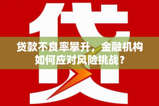 山上贷款不良率攀升，金融机构如何应对风险挑战？
