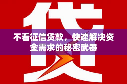 山上不看征信贷款，快速解决资金需求的秘密武器