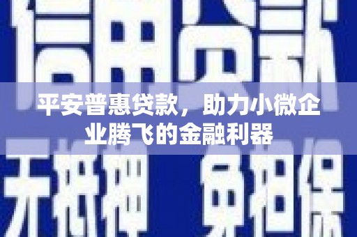 山上平安普惠贷款，助力小微企业腾飞的金融利器