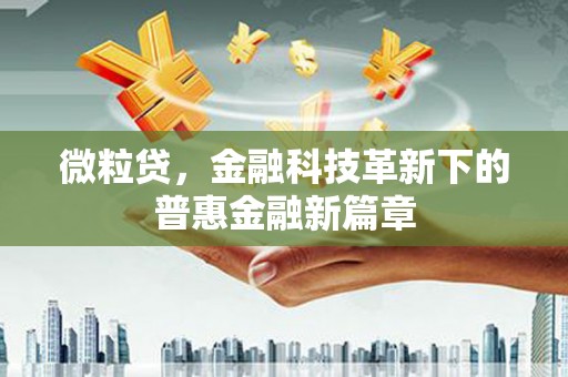 山上微粒贷，金融科技革新下的普惠金融新篇章
